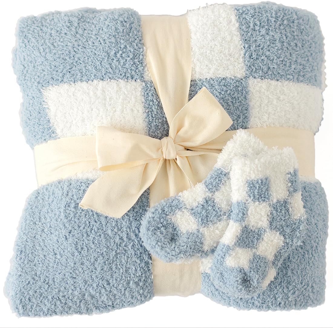 Checkered Baby Blanket & Sock Sets