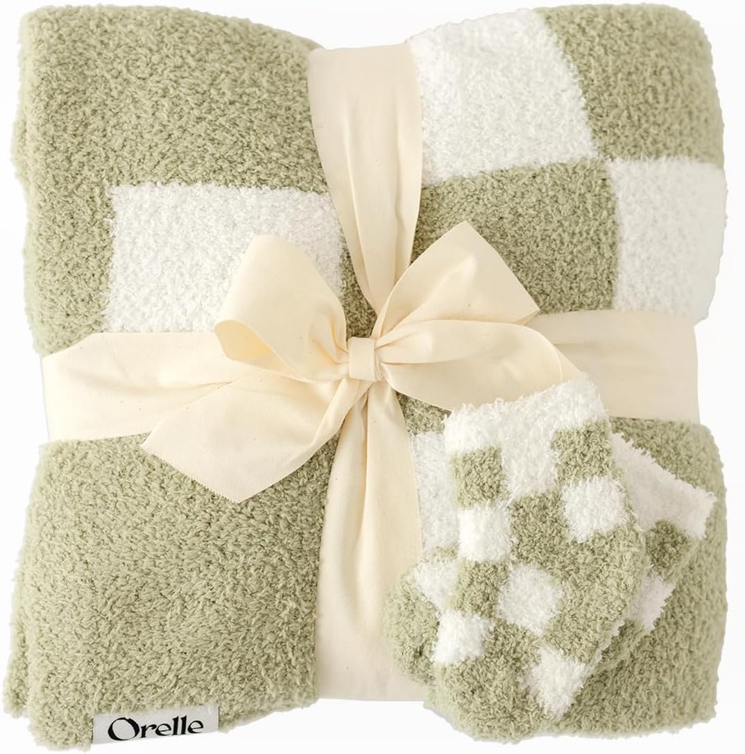 Checkered Baby Blanket & Sock Sets