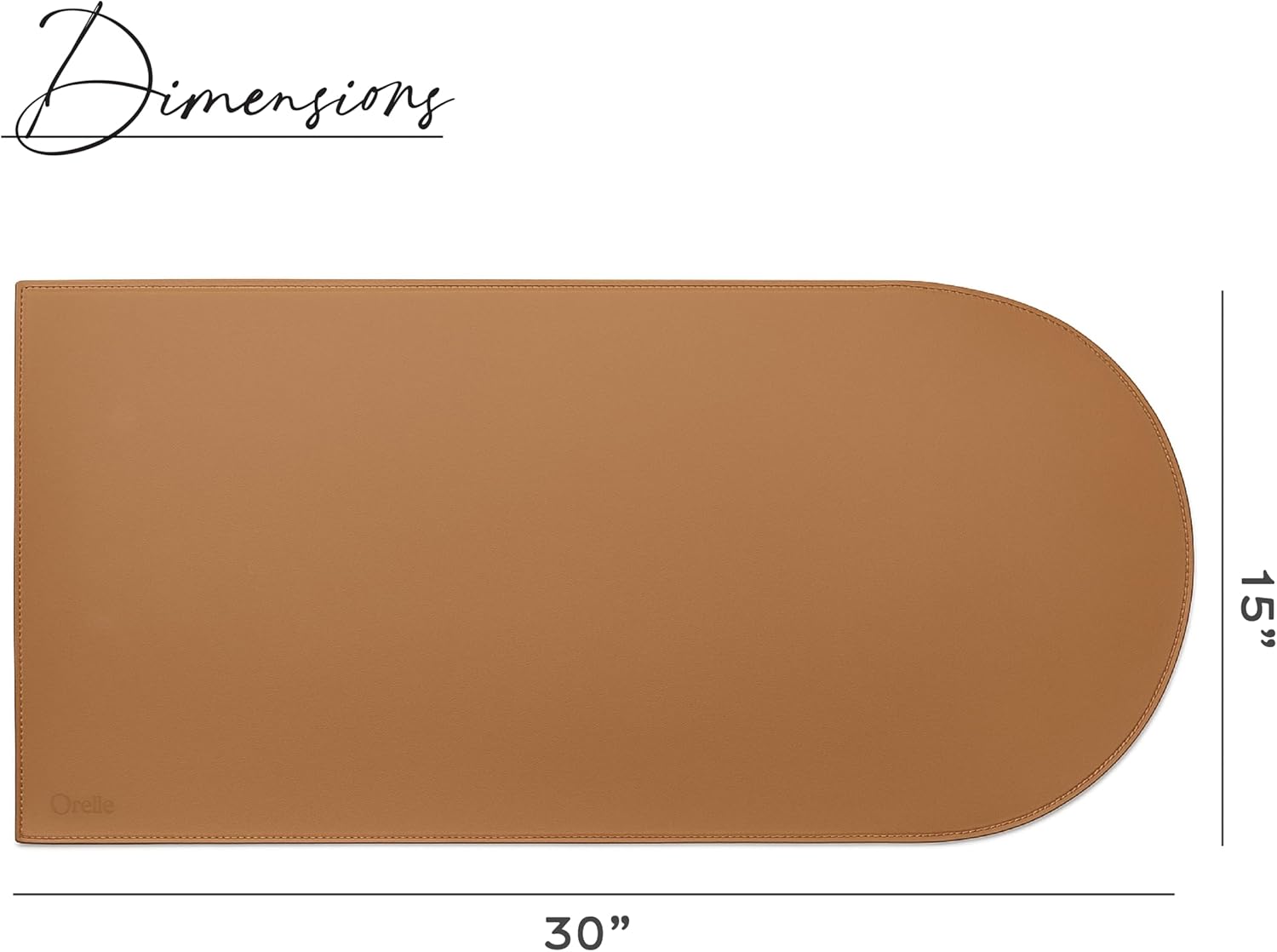 Orelle Arch Brown Desk Mat | Vegan Leather Desk Mat for Keyboard and Mouse, Laptop, Makeup Vanity | Computer Desk Pad Mat | 30 x 15”