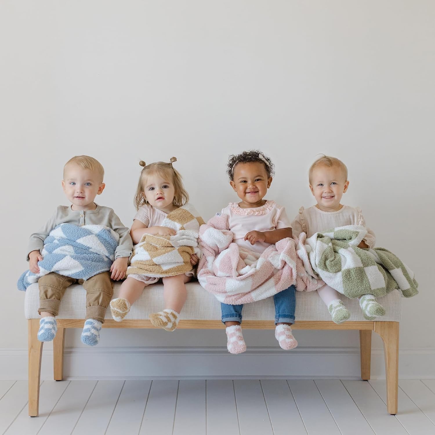 Checkered Baby Blanket & Sock Sets