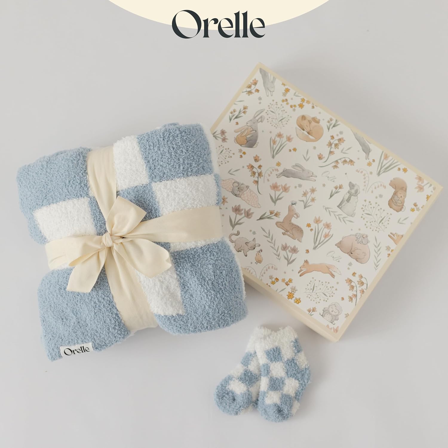 Checkered Baby Blanket & Sock Sets